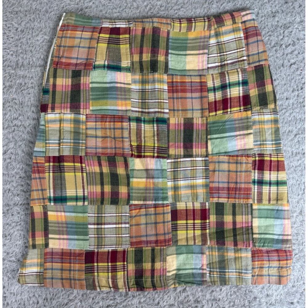 Castaway Nantucket Ali Womens Skirt Sz 0 Patchwork Madras Cotton Petite Classy - Picture 7 of 9